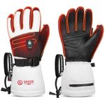 SAVIOR HEAT Heated Ski Gloves 2.0 for Men Women 7.4V 3000mAh Fast Charging Electric Rechargeable Batteries 3M Thinsulate Waterproof Touchscreen Bluetooth App Snowboarding Ice Skating Gloves (S)