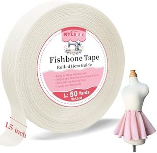 MYLbeter 50 Yards Fishbone Rolled Hem Tape Ban Roll Tape for Sewing Narrow Hem Chiffon Fabric Rolled Hem Guide Edge Sewing Tool Fishbone Boning Lining Hemming Tape Sewing Accessories and Supplies