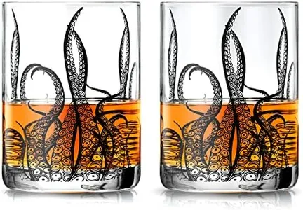 Octopus Tentacle Whiskey Glassware | Set of 2 | 9 OZ Handmade Craft Beer, Cocktail, Water, Bar Rock Glass - Kraken Tumbler Gift Set, Old Fashioned Rocks Glasses, Antique Design Extraordinary Detail