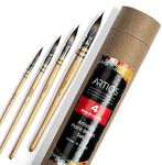 ARTIOS Watercolor Mop Paint Brush Set for Artists Painting with Brush Holder, Set of 4 (0, 2, 4, 8)-Wood