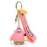 Daiyamondo Premium Keychain Unlock Your Anime Passion 3D Rubber Keychain Extravaganza with Elegant Long Ribbons Perfect for Bag Charm, Car & Bike Gifting & Anti-Rust (Ice Cream Pattrick)