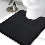 Smiry Memory Foam U-Shaped Toilet Bathroom Rugs, Extra Soft Absorbent Non-Slip Contoured Rugs, Machine Washable Contour Bath Mats for Bathroom Toilet, 20" x 20", Black