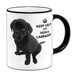 Keep Calm and Hug A Labrador (Black) - Gift Mug + Black Handle/Rim