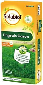 SOLABIOL Engrais Gazon Longue Durée - Sac 15 Kg - Jusqu'à 500m² - Utilisable En Création & En Entretien De Gazon - Résiste Au Piétinement - Gazon Plus Dense & Plus Vert SOGAZY15