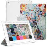 DuraSafe Cases for iPad 9.7 Inch 5/6 [iPad 5th 6th Gen ] A1893 A1954 A1822 A1823 MRJN2HN/A MR7G2HN/A MR7F2HN/A MP2F2HN/A Trifold Printed Hard Smart PC Transparent Back Cover - Deer Print