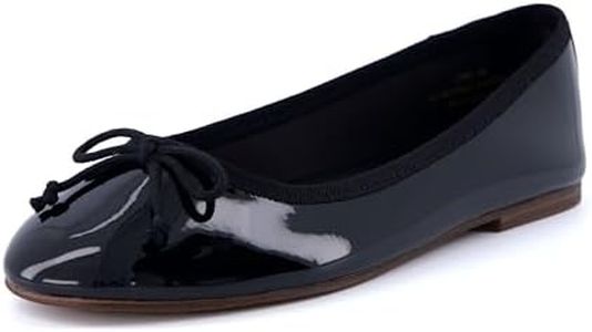 CUSHIONAIRE Women's Como Bow Flat with +Memory Foam and Wide Widths Available, Black Patent, 8.5