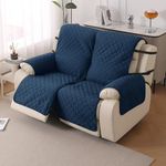 HOKIPO 'UrbanQuilt' Recliner Sofa Slipcover Mat for 2 Seater | 1-Piece Design & Dual Belt Protection to Avoid Slipping of Cover, Navy Blue (AR-6070-M4)