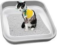 Maohegou Senior Three Legged Arthritic Low Entry Open Cat Litter Box for Sick Frail Handicap Disabled Cats, Older Elderly Corner Cat Litter Box (one Pack)