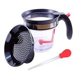 Wecker Fat Separator with Bottom Release | Gravy Separator Jug, Degreasing Cup with Strainer, 4 Cup Grease Separator Cooking Gadgets, Complete with Baster