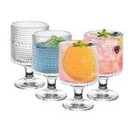 Btrquedo Vintage Goblet Glasses Set of 4, 8 oz Wine Glasses Cocktail Glasses for Beverages, Mixed Drink Glasses Water Globlets (Beads)