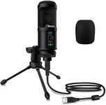 Veetop USB Microphone Metal Computer Condenser PC Mic for Gaming Podcasting Streaming Recording Voiceover YouTube Skype Twitch Zoom Cardioid with Tripod Compatible with Desktop Laptop Windows MacOS