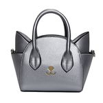 QZUnique Cat Purse for Women Cute Top Handle Shoulder Bag for Teens Girls Pu Leather Gothic Handbag Crossbody Bag, A-cat Silver, One Size