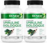 Renew Actives Maximum Strength Spirulina Supplement – Source of Antioxidants for Good Health and Wellness – 60 Capsules (2pk)