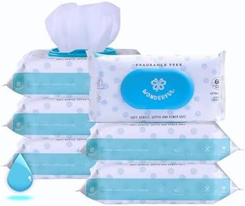 WONDERFUL Flushable Wipes 6-Pack (360 Wipes) - Unscented Wet Wipes for Adults & Kids, Hypoallergenic, Biodegradable, Sewer & Septic Safe, Gentle for Sensitive Skin - Bulk Pack for Bathroom & Travel