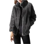 Ceboyel Womens Sherpa Jacket Coats 2023 Fuzzy Fleece Open Front Cardigan Jackets Lightweight Trendy Winter Outerwear, J03-gray, XX-Large