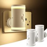 PURSNIC Night Light Plug in Wall, with Dusk to Dawn Photocell Sensor, 3000K Warm White, Brightness Adjustable, LED Night Light for Kid Sand Maternal, Bedroom, Hallway, Stairs, 2 Pack(White Shell)