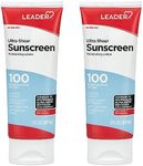 LEADER Travel Sunscreen SPF 100+, Ultra Sheer Dry-Touch Water Resistant and Non-Greasy Lotion with Broad Spectrum SPF 100+, 3 Fl Oz (2 Pack)