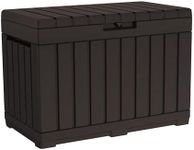 Keter Kentwood 50 Gallon Resin Deck Box-Organization and Storage for Patio Cushions, Throw Pillows and Garden Tools, Brown