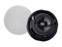 Monoprice Alpha 2-Way Ceiling Speakers - 6.5 Inch (Pair) Carbon Fiber, Paintable Magnetic Grille, Louder with Less Power, Non Angled, 8 Inch,Black