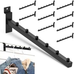 BFPeaky 12 Inch Waterfall Slatwall Hooks, 10-PC, Slatwall Accessories, SlatwallHooks and Hangers, SlatwallHooks for Clothing, Retail, Garage, Shop Display (6 Balls per Hooks, Black)