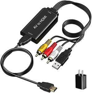 AMANKA RCA to HDMI, 1080P RCA Composite CVBS AV to HDMI Video Audio Converter Adapter with USB Charge Cable Compatible with PC Laptop Xbox PS4 PS3 TV STB VHS VCR Camera DVD