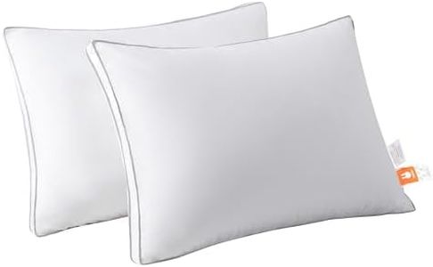 ZUBISU Goose Down Pillow for Side Sleepers, 600 Fill Power Down Luxury Pillows with 100% Cotton Cover (Standard (Pack of 2), White)