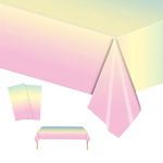 2pcs 137x274cm Rainbow Tablecloth for Iridescent Party Decorations,Plastic Holographic Table Cloths Foil Table Cover Metallic Disco Tablecloth for Outdoor Picnic,Birthday,Christmas Party Decorations