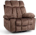 KissAir Recliner Chair Massage Rocker with Heated 360 Degree Swivel Lazy Boy Recliner Single Sofa Seat with Cup Holders for Living Room (Brown)