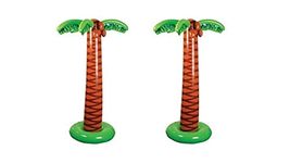 Set of 2 JUMBO Inflatable PALM TREES - LUAU Party DECOR (66" Tall) TROPICAL Decorations - ISLAND Theme PARTIES
