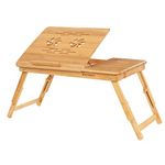 SONGMICS Bamboo Laptop Desk Serving Bed Tray Breakfast Table Tilting Top with Drawer ULLD001