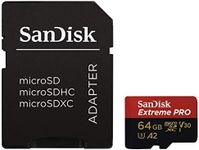 SanDisk Extreme PRO microSDXC Memory Card Plus SD Adapter up to 100 MB/s, Class 10, U3, V30, A1 - 64 GB