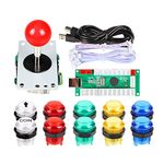 EG STARTS Zero Delay USB Encoder To PC Games Red Joystick + 10x LED Illuminated 5V Push Buttons For Arcade Joystick DIY Kits Parts Mame Raspberry Pi 2 3 3B