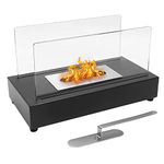 Mr.Ton Tabletop Fire Pit Bowl, Ventless Bio Ethanol Fireplace for Indoor & Outdoor, Personal Fire Pit, Rectangle, Large, Black