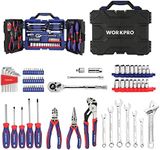 WORKPRO 87 Piece Household Hand Tool Kit, General Auto Repair Tool Set with Pliers, Screwdrivers, Sockets, Wrenches and Toolbox Storage Case, Mechanic Tool Set for Homeowner, Diyer, Handyman