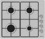 Hisense GM642XHS Built-in 60cm Gas Hob - Stainless Steel with 4 Cooking Areas, Easy Clean Surface, One -Hand Ignition, 60 x 52 x 8.9 cm (L x W x H)