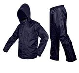 HAYBERG Rain Coat with Hood Rainsuit For Men Waterproof Rain coat Rain Jacket Suit with Storage Bag Black-Blue