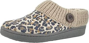 Clarks Angelina Women's Knitted Collar Clog Slipper, Tan Leopard Premium Suede, 3.5 UK