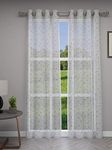 GM Luxury Home Decor Leaf Embroidered Sheer Grommet Curtain Panel 52 x 84 Inch (Set of 2)