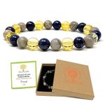 Friend Bracelet, Crystal Gemstone Stretch Bead Bracelet - Gift for Friend - Soul Cafe Gift Box & Tag - Citrine, Ocean Jasper, Lapis Lazuli