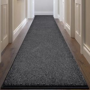 DOMUSTEX Washable Runner Rug 32" x 96" Rectangular, Non Slip Absorbent Indoor Entryway Rug for Floor, Laundry, Hallway, Bedroom (Roll Packing)