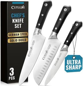 Cutluxe Chef Knife Set, 3 PCS Professional Chef's Knife Set – Razor Sharp German Steel, Full Tang, Ergonomic Handles - Artisan Series