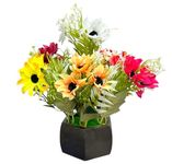 Litleo Wooden Pot with Multi-Design Dry Artificial Flowers, Perfect Home Office Gift, Elegant Décor Delight (Mix)