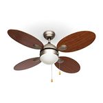 Klarstein Valderama Ceiling Fan (42", 60W Fan Power, 2 x 43W Ceiling Lamp, 3 Selectable Speeds) Cherry Wood