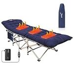 Nice C Camping Cot, Heated Cots for Camping, Cots for Adults, Cot Bed, Folding Cot, Heated Mattress, Carry Bag & Storage Pocket, Heavy Duty Holds Up to 500 Lbs, Power Bank Included (One Blue)