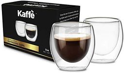 Kaffe Double Wall Insulated Glass Coffee Cups (2 x 3oz) - Small Clear Espresso Shot Glasses - Heat Resistant Insulated Borosilicate Glass Mugs for Warm Beverages, Capuccinos, Teas, Lattes