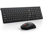 GAMCATZ Wireless Keyboard and Mouse Combo,Quiet Click,Full Size Design with Number Pad,Ergonomic Mouse with 5 DPI,Sleep Mode-2.4G Silent Portable Cordless Combo for Laptop/PC/Computer/Mac (Black)