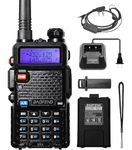 BAOFENG Radio 5RX 5W (Upgraded of BAOFENG UV-5R) Handheld Ham Radio Two Way Radio 144-148Mhz,430-450Mhz Walkie Talkies Long Range, 2 Way Radio with Earpiece 1800mAh Battery