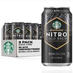 Starbucks Nitro Cold Brew Liquid, Dark Roast, Black Unsweetened, 9.6 fl oz Can (8 Pack) (Packaging May Vary)