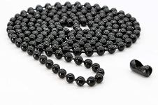 UK Blinds Premium 4.5mm Ball (Size 10) Metal Bead Chain Cord For Roller, Roman, Day & Night, Vision, Mirage Blinds - Unique Colours + FREE Matching Connector! (Black (Metal), 70cm (140cm loop))