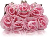 JAMBHALA Women Evening Clutch Bag Floral Satin Small Purses with Detachable Strap for Wedding, Party, Prom (Lightpink)